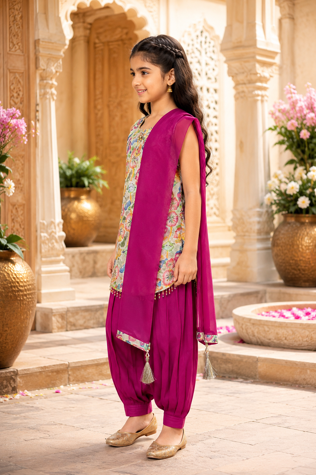 Elegant Multicolor Girls Ethnic Patiala Suit Set 11885-268-PNK - Image 4
