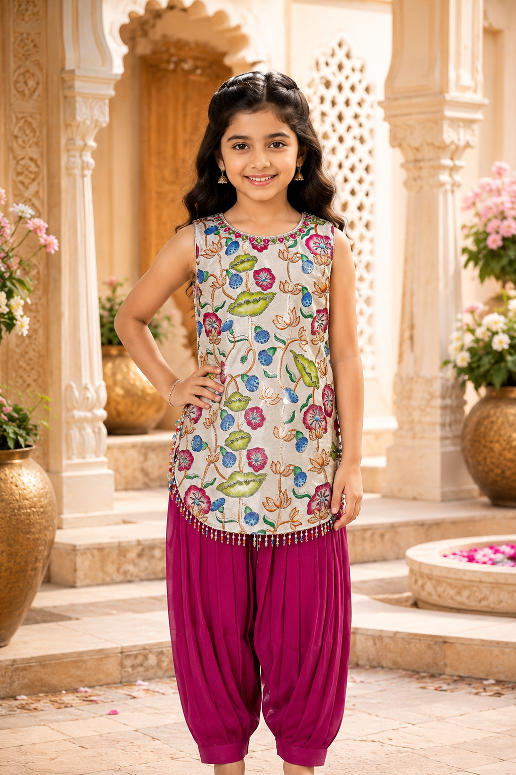 Elegant Multicolor Girls Ethnic Patiala Suit Set 11885-268-PNK - Image 3