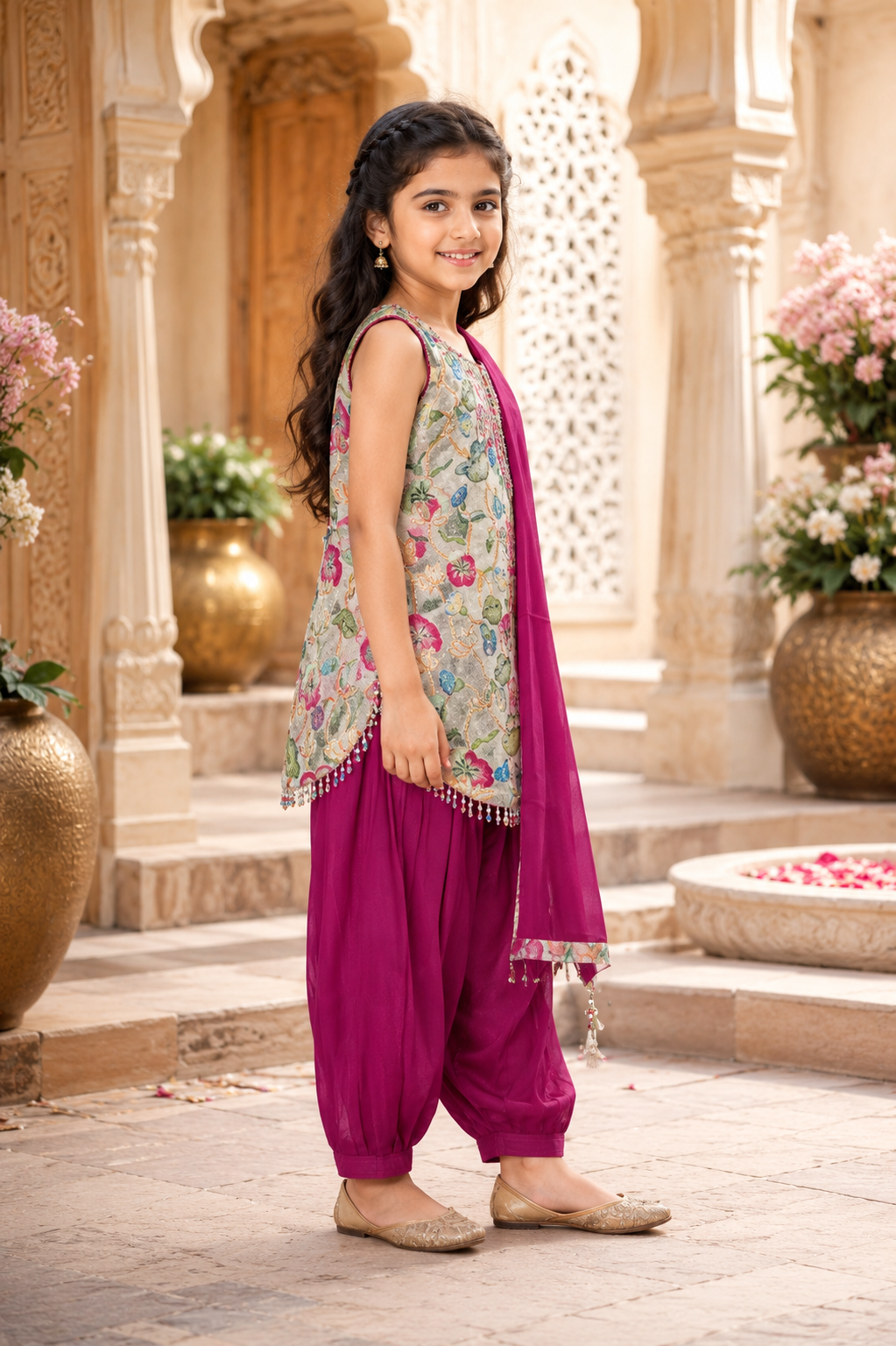 Elegant Multicolor Girls Ethnic Patiala Suit Set 11885-268-PNK - Image 2