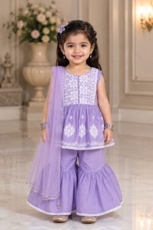 27806FL Elegant Lavender Cotton Sharara Set for Girls 27806FL-268-MVE