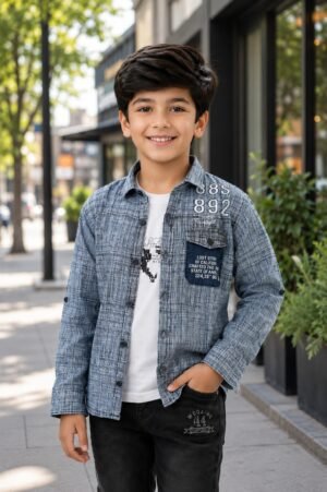4271LN Boys Premium Cotton Printed Casual Shirt | Full Sleeves | Stylish & Comfortable 4271LN-109-BLU
