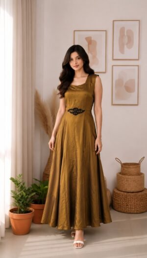 1595EM Women's Antique Gold Imported Fabric Designer Gown 1595EM-427-MHD
