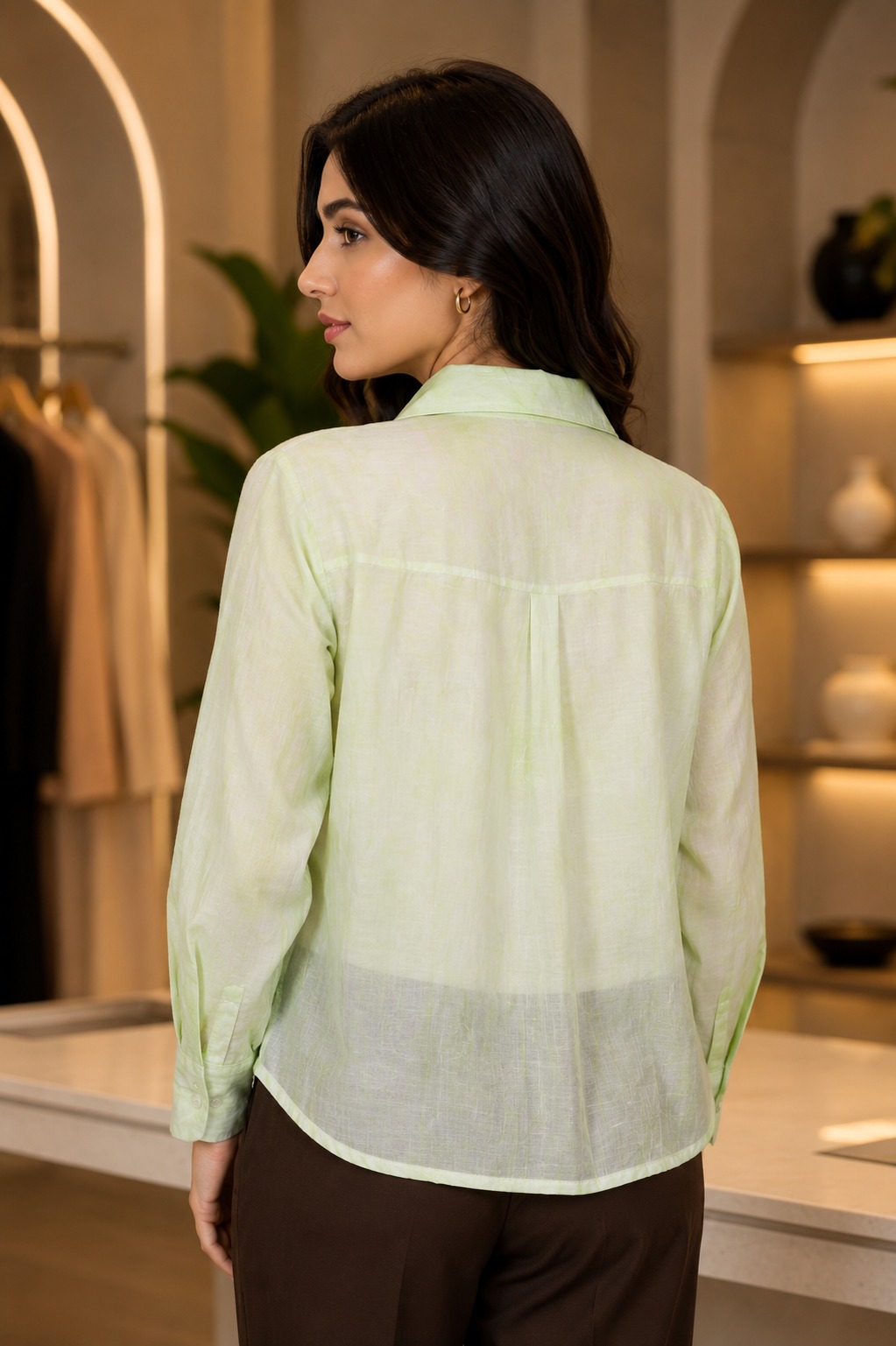 M10 Elegant Mint Green Imported Fabric Women's Top M10-405-GRN - Image 2