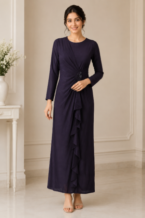 1365PT Midnight Elegance Imported Fabric Ladies Gown 1365PT-441-PPL