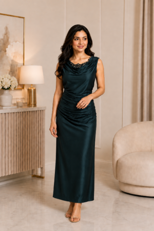 1395EM Elegant Imported Fabric Sleeveless Ladies Gown 1395EM-441-D GRN