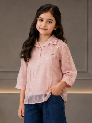 465FL Girls Premium Imported Designer Top | Elegant Sheer Casual Wear 465FL-24-PCH