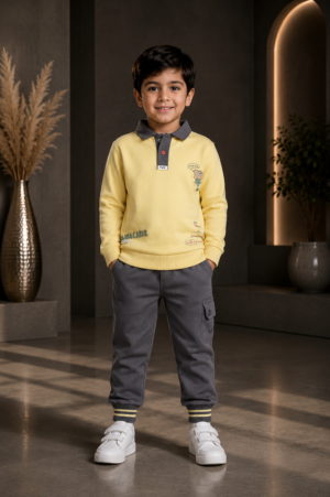 1366PL Boys Premium Cotton Full-Sleeve T-Shirt & Jogger Set 1366PL-30-LMN