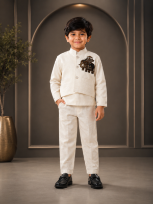 8776EM Premium Cotton Club Suit Fabric – Elegant, Structured & Stylish Kidswear Material 8776EM-30-FWN