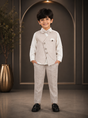 D261PL Premium Cotton Pant Suit Fabric – Elegant, Textured & Smart Kidswear Material D261PL-30-FWN