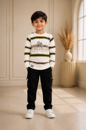 276LN Premium Cotton T-Shirt Set – Trendy Striped Boys’ Casual Outfit  276LN-268-RST