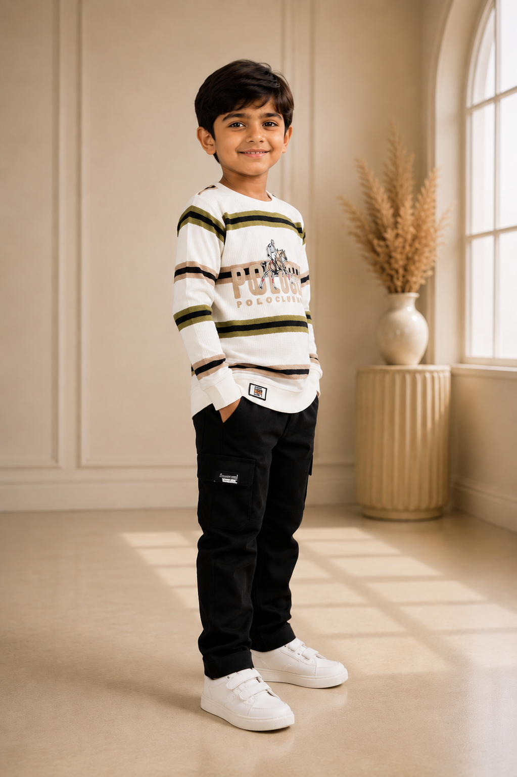 276LN Premium Cotton T-Shirt Set – Trendy Striped Boys’ Casual Outfit 276LN-268-RST - Image 4