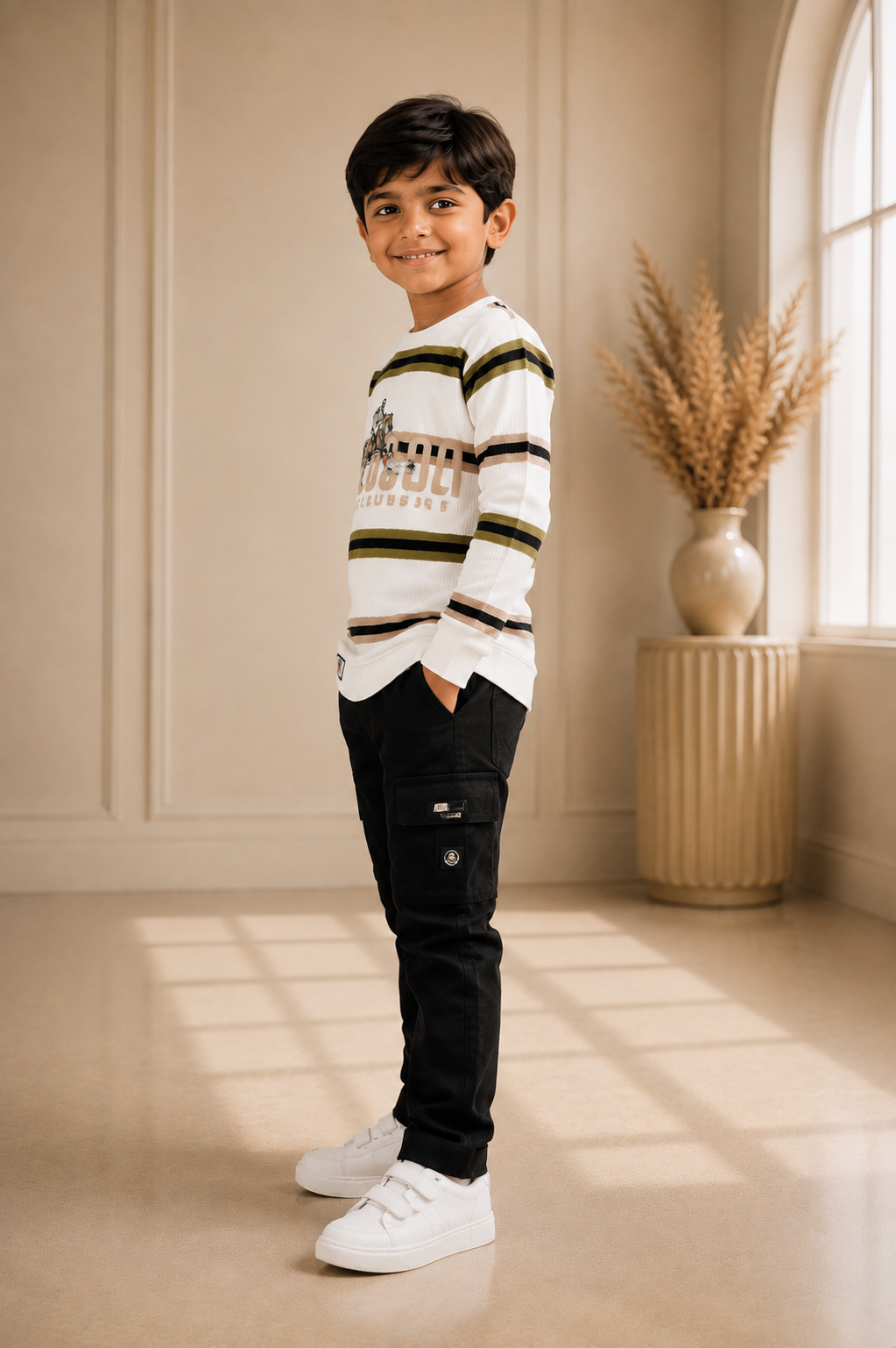 276LN Premium Cotton T-Shirt Set – Trendy Striped Boys’ Casual Outfit 276LN-268-RST - Image 3