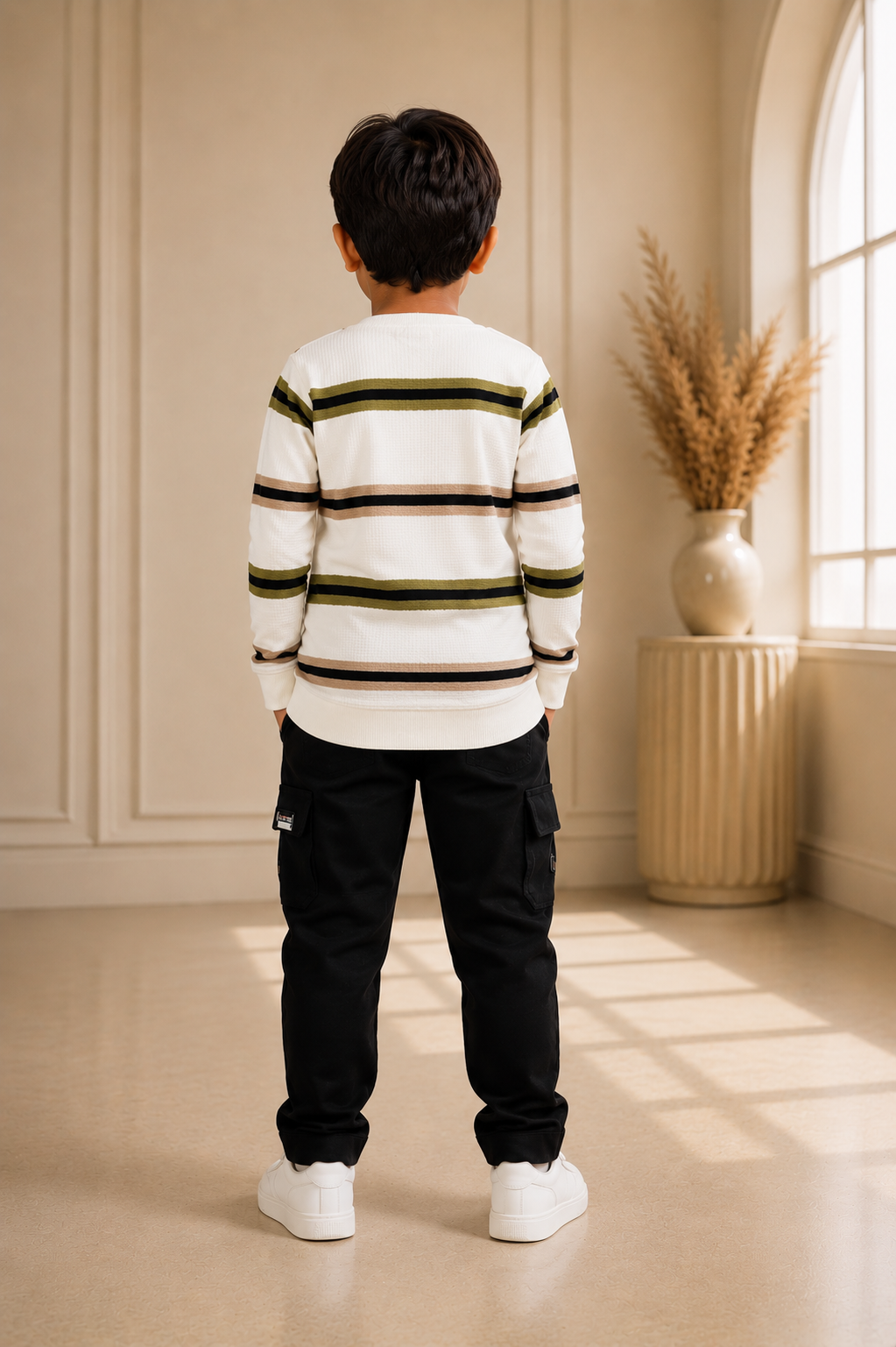 276LN Premium Cotton T-Shirt Set – Trendy Striped Boys’ Casual Outfit 276LN-268-RST - Image 2
