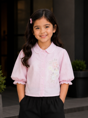 545LN Girls Premium Imported Designer Top | Elegant Floral Casual Wear 545LN-24-PNK