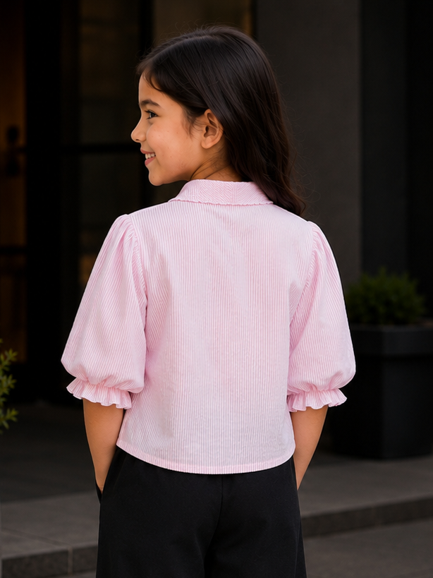 545LN Girls Premium Imported Designer Top | Elegant Floral Casual Wear 545LN-24-PNK - Image 3