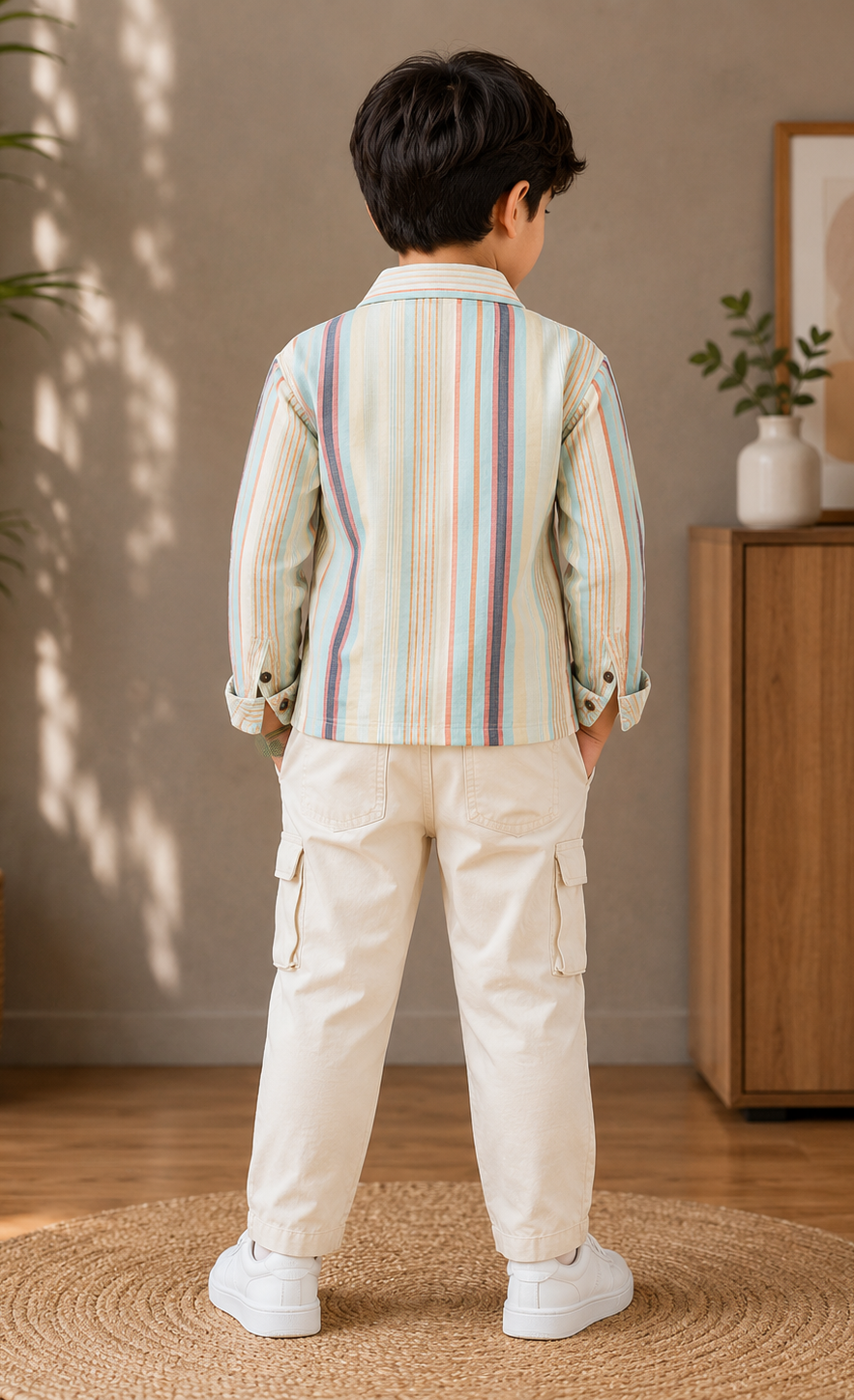 1787LN Boys Premium Cotton Lycra Shirt Set | Stylish Casual Wear 1787LN-29-SKY - Image 2