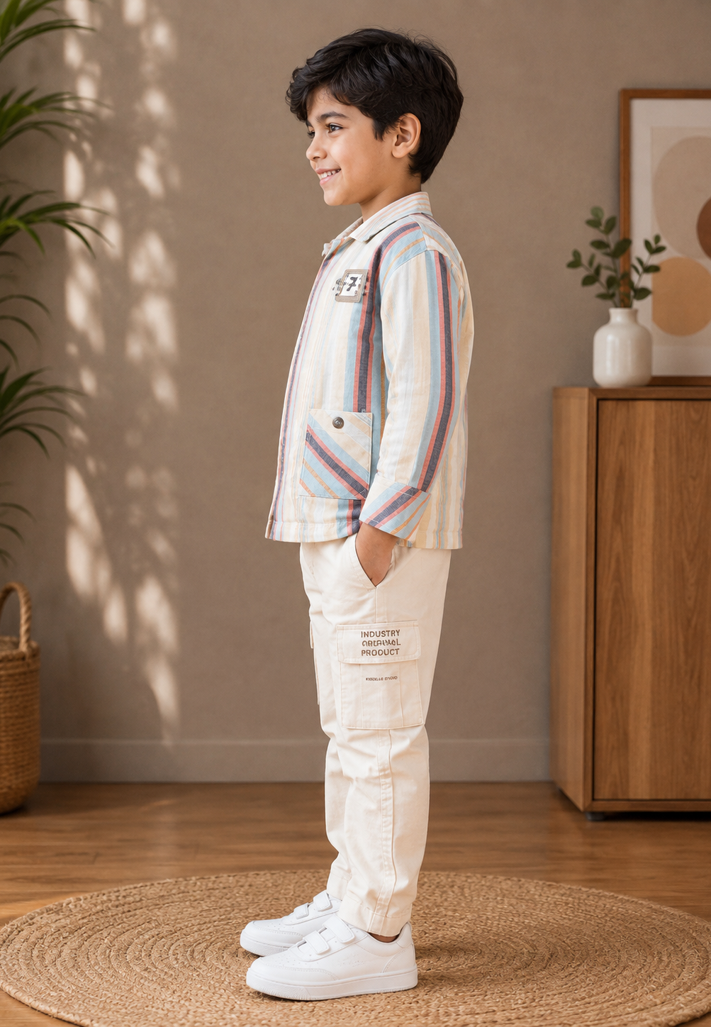 1787LN Boys Premium Cotton Lycra Shirt Set | Stylish Casual Wear 1787LN-29-SKY - Image 4