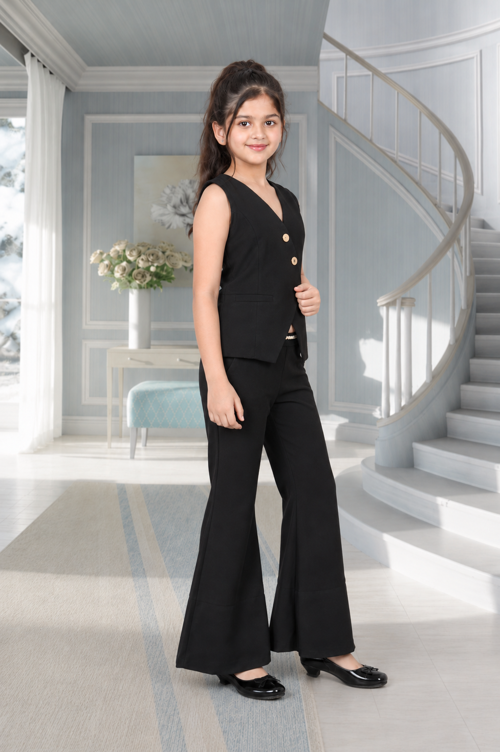 6064PL Premium Japanese Fabric – Smart, Structured & Elegant Designer Dress Material 6064PL-450-BLK - Image 2