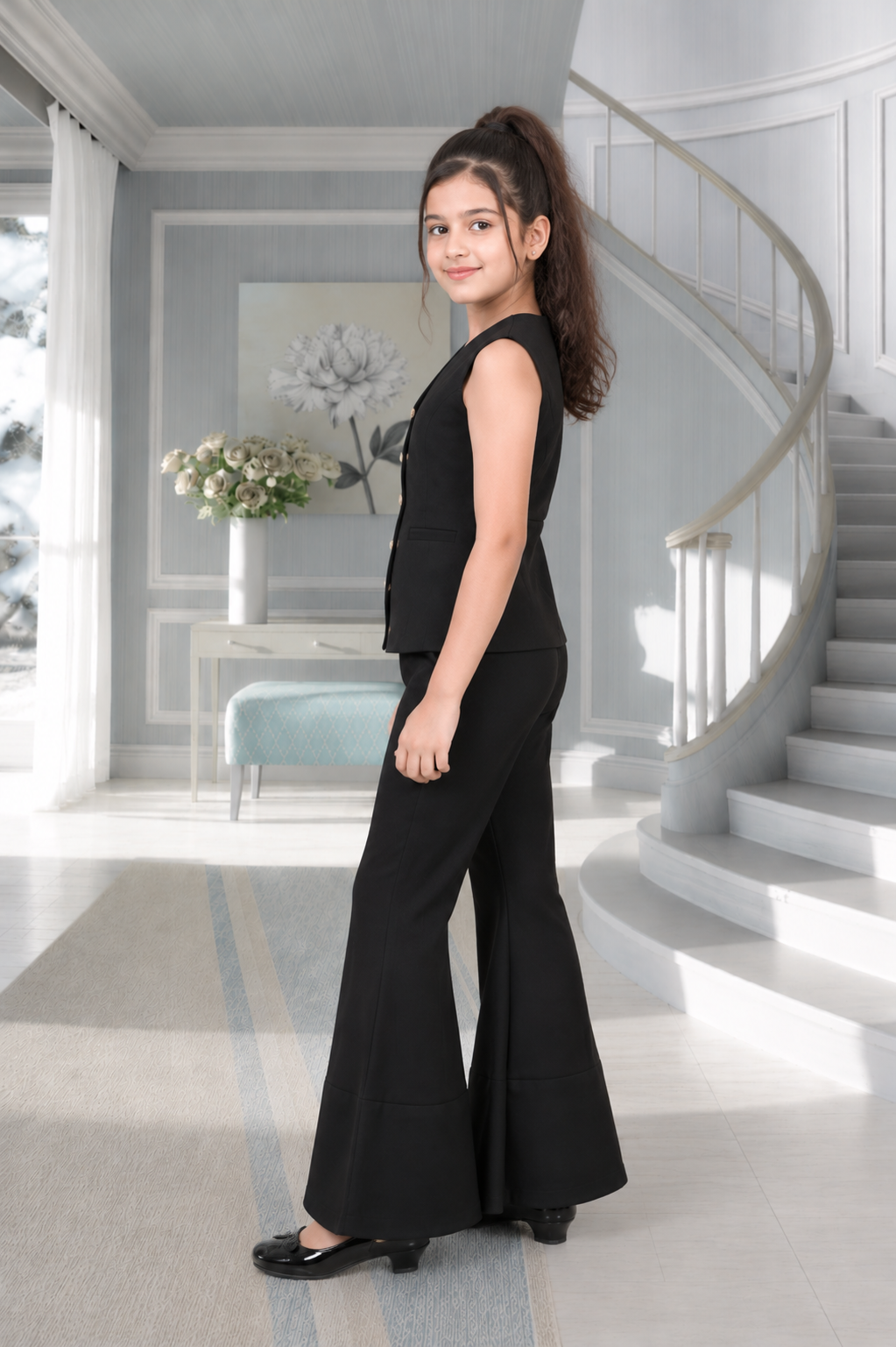 6064PL Premium Japanese Fabric – Smart, Structured & Elegant Designer Dress Material 6064PL-450-BLK - Image 4