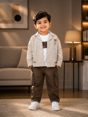 1821PL Boys Premium Cotton Lycra Shirt Set | Smart Casual Cargo Wear 1821PL-29-FWN