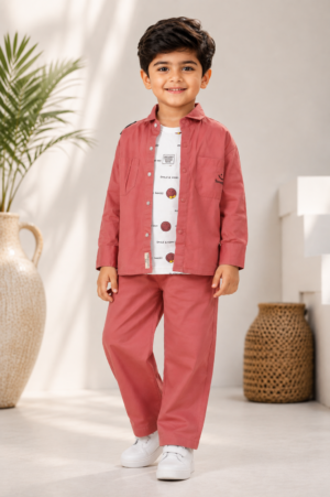 1801PL Boys Premium Cotton Lycra Shirt Set | Stylish Casual Co-Ord Outfit 1801PL-29-RST