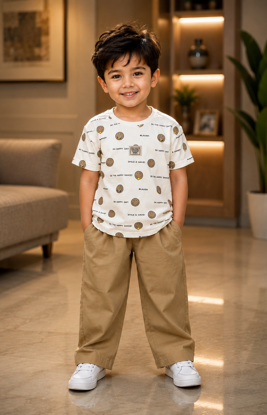 1801PL Boys Premium Cotton Lycra Shirt Set | Trendy Casual Co-Ord Outfit 1801PL-29-BGE - Image 2
