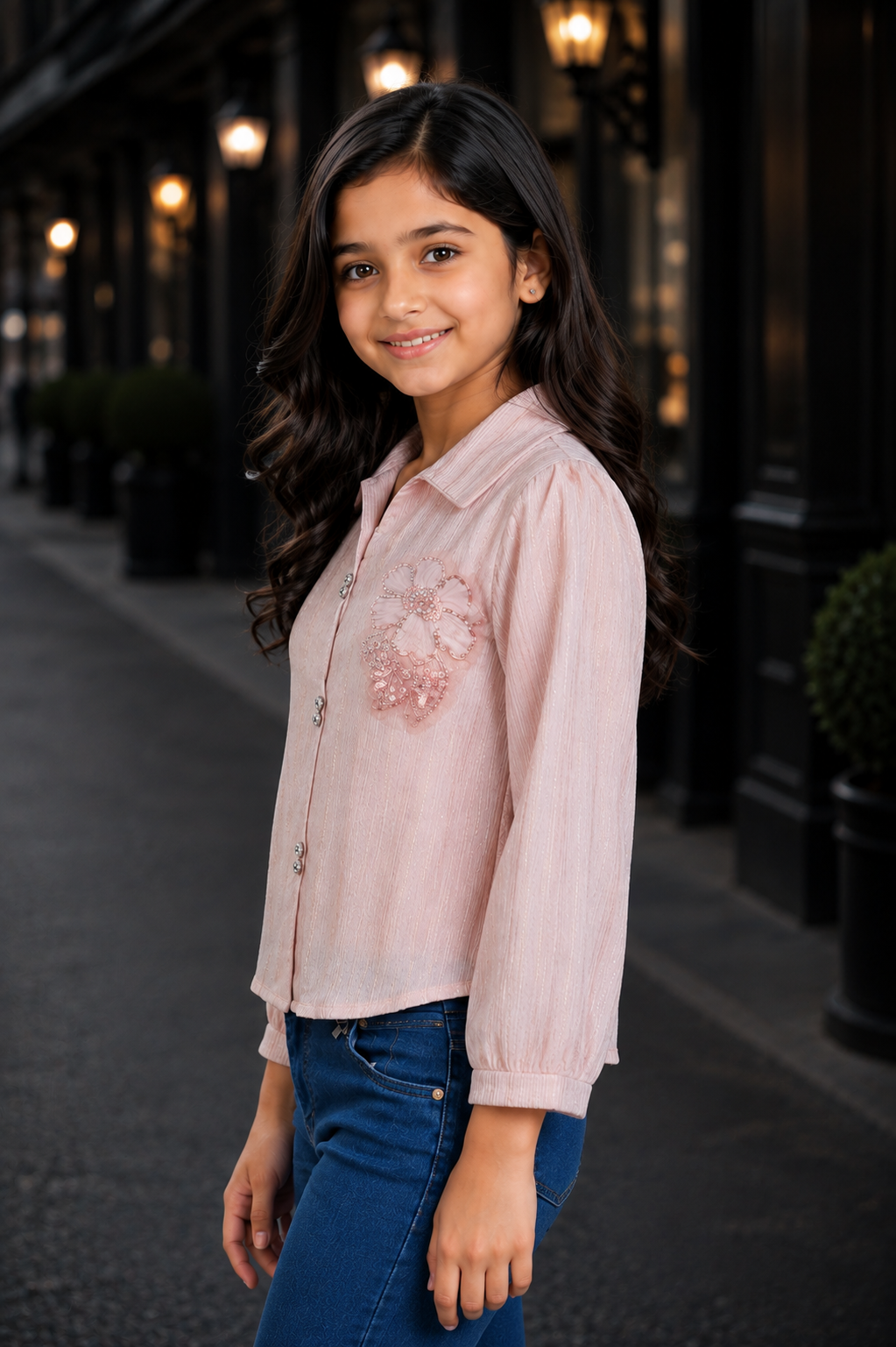 T1121EM Premium Blush Pink Embellished Imported Fabric Girls’ Top T1121EM-218-PCH - Image 4