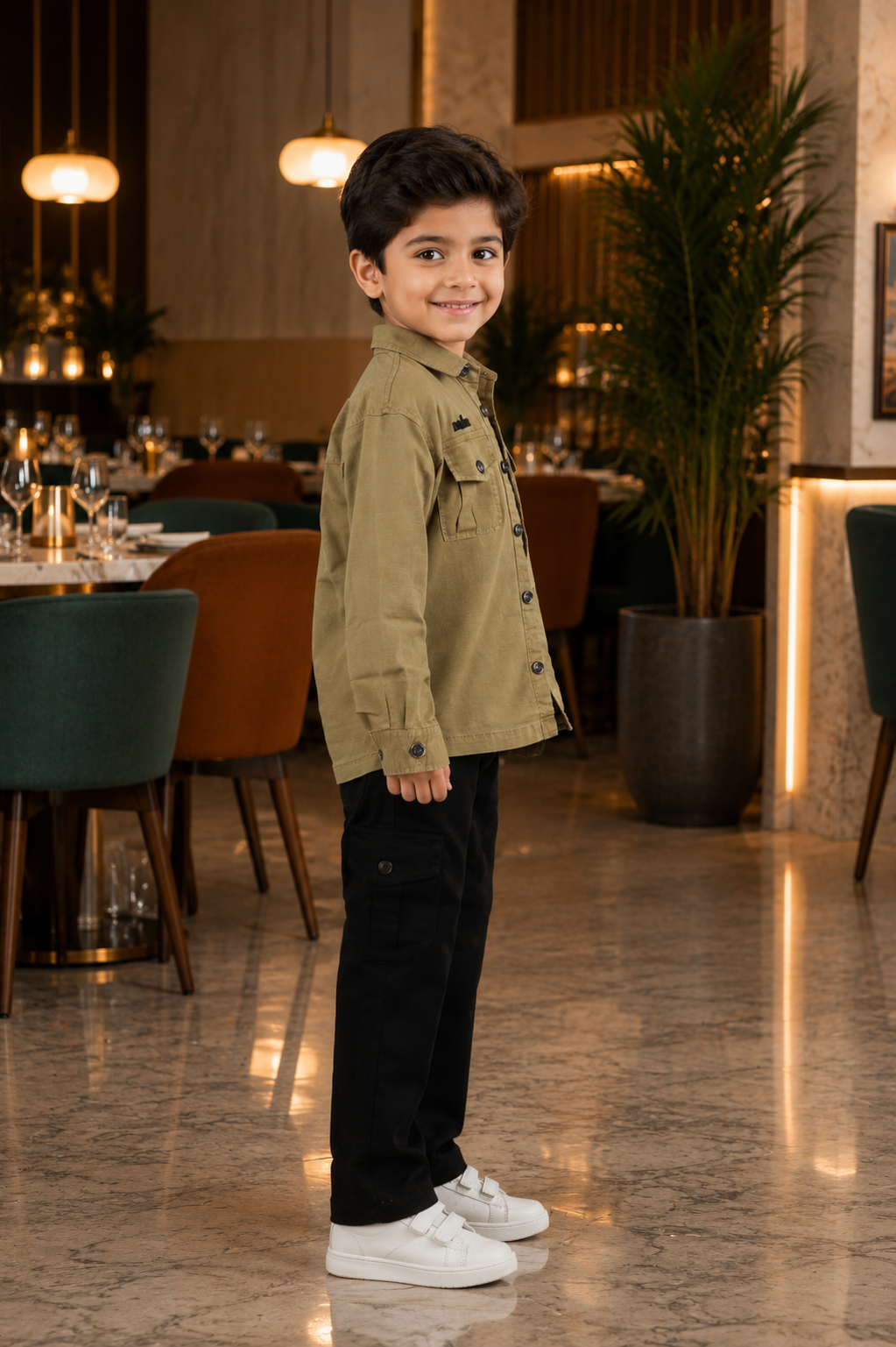 8810PL Premium Boys’ Cotton Shirt Set – Smart Casual Kidswear Outfit 8810PL-268-FWN - Image 2