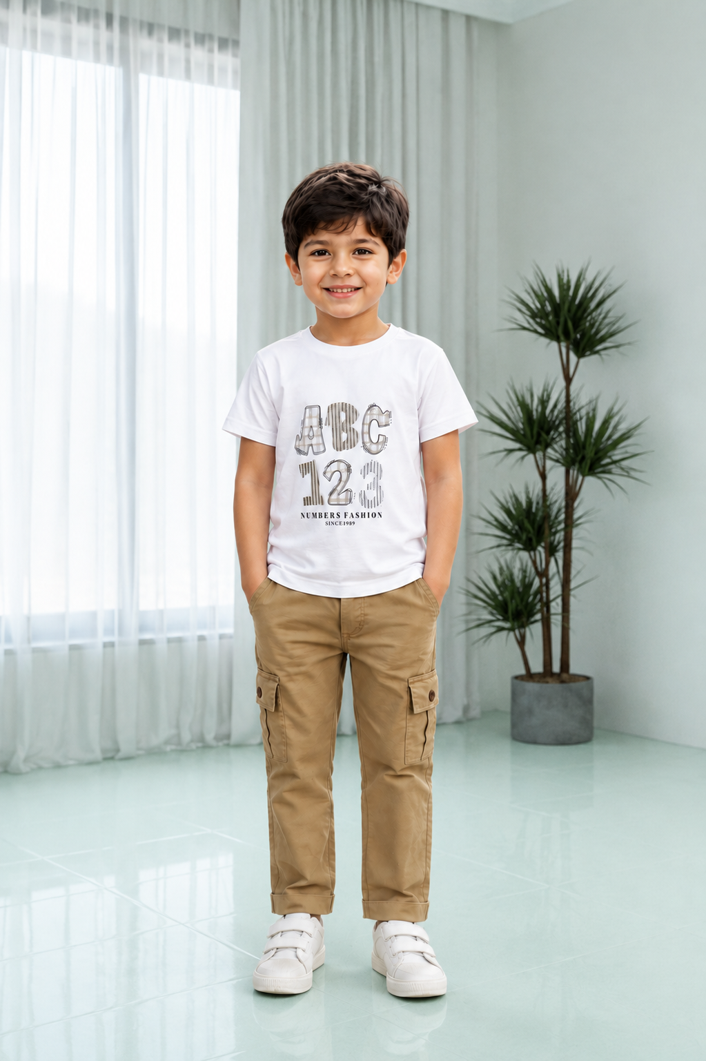 8808FL Premium Cotton Shirt Set – Floral Embroidered Smart Casual Boys’ Outfit 8808FL-268-BLK - Image 3