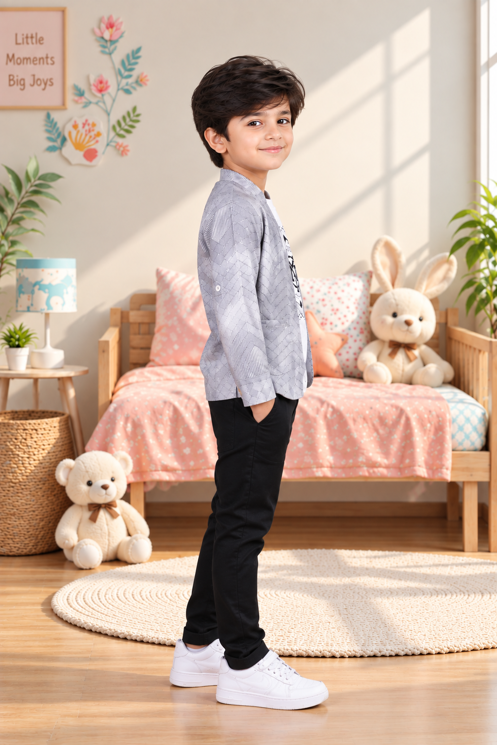 5591PR Imported Cotton Blazer Set for Boys – Premium Printed Smart Casual Set 5591PR-414-BLK - Image 4