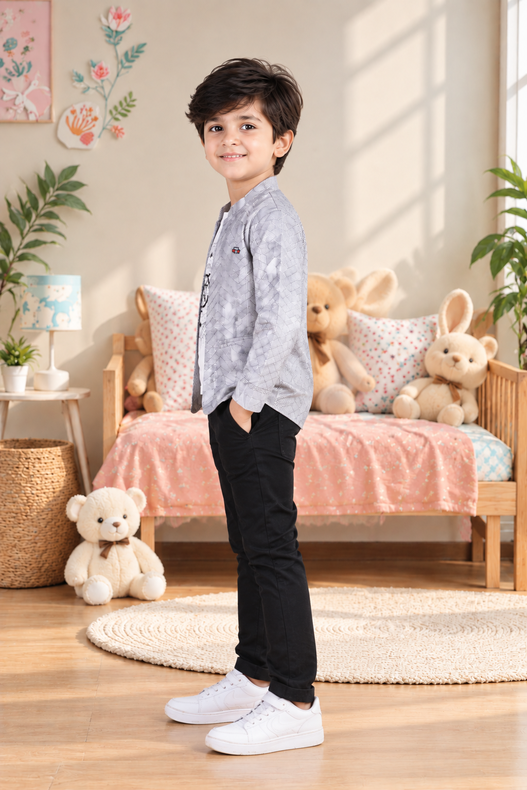 5591PR Imported Cotton Blazer Set for Boys – Premium Printed Smart Casual Set 5591PR-414-BLK - Image 3