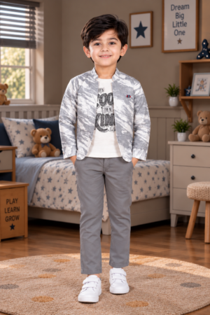 2505PR Imported Cotton Blazer Set for Boys – Premium Smart Casual Outfit 2505PR-414-GRY