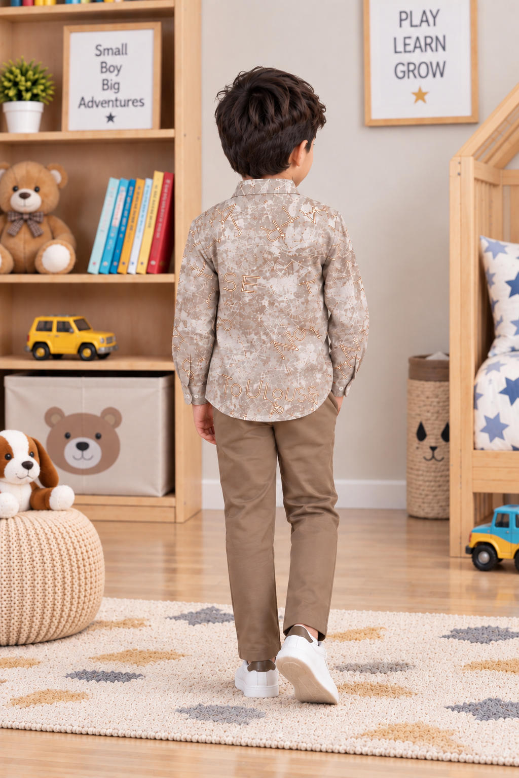 5524PR Imported Cotton Blazer Set for Boys – Premium Printed Smart Casual Outfit 5524PR-414-KHAKI - Image 5