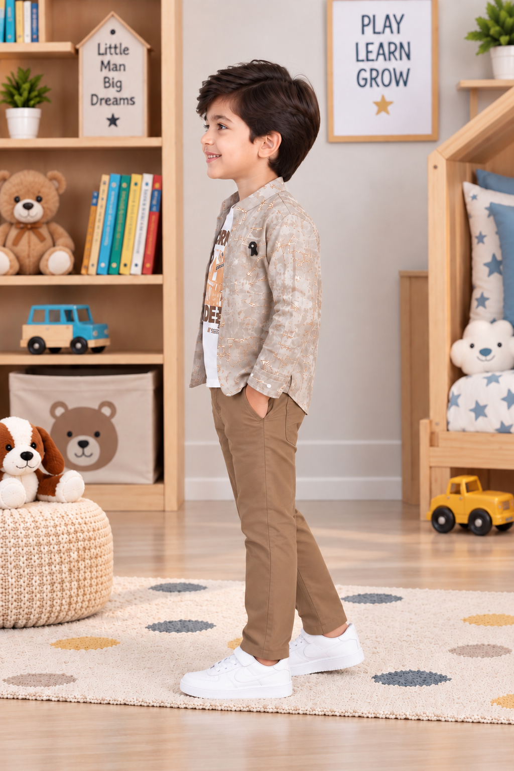 5524PR Imported Cotton Blazer Set for Boys – Premium Printed Smart Casual Outfit 5524PR-414-KHAKI - Image 4
