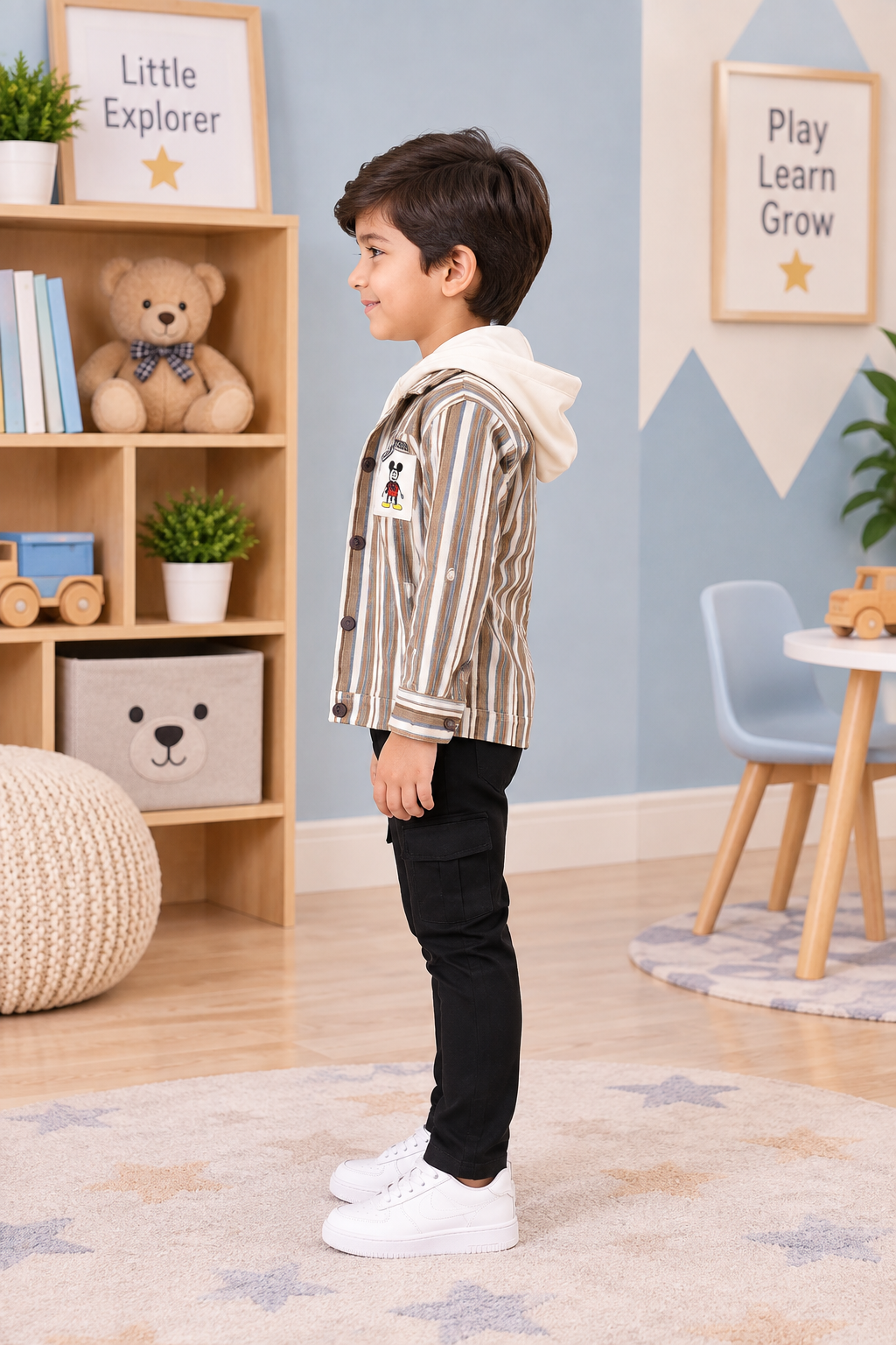 7087LN Imported Cotton Blazer Set for Boys – Premium Striped Smart Casual Outfit 7087LN-414-KHAKI - Image 3