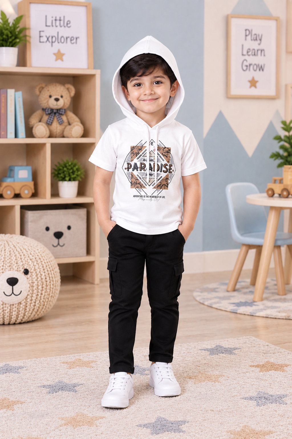 7087LN Imported Cotton Blazer Set for Boys – Premium Striped Smart Casual Outfit 7087LN-414-KHAKI - Image 2