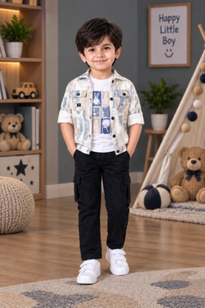 7099PR Imported Cotton Blazer Set for Boys – Premium Printed Cargo Style Outfit 7099PR-414-FWN