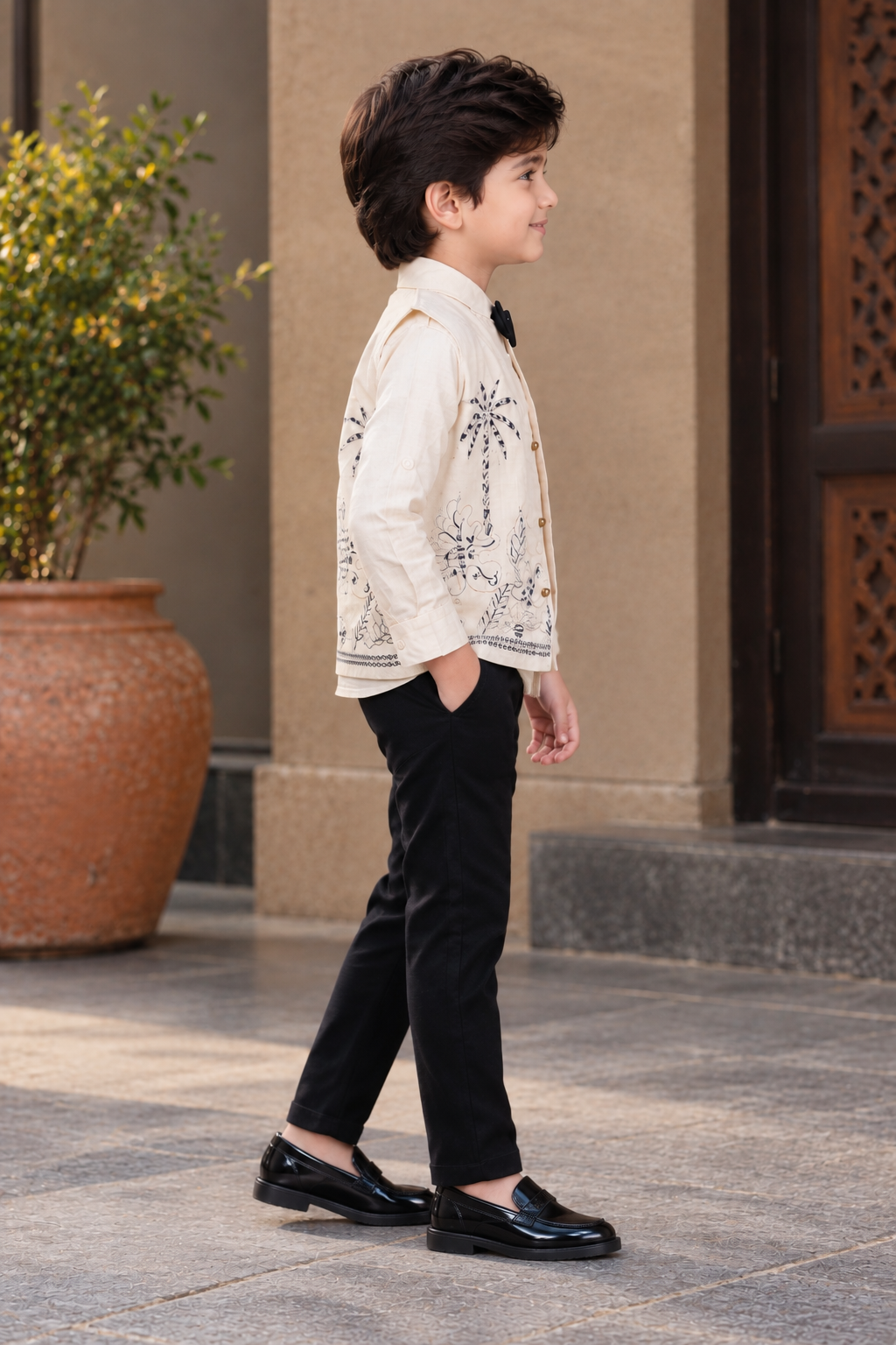 12041FL Imported Cotton Pant Suit for Boys – Premium Embroidered Party Wear Set 12041FL-266-FWN - Image 3