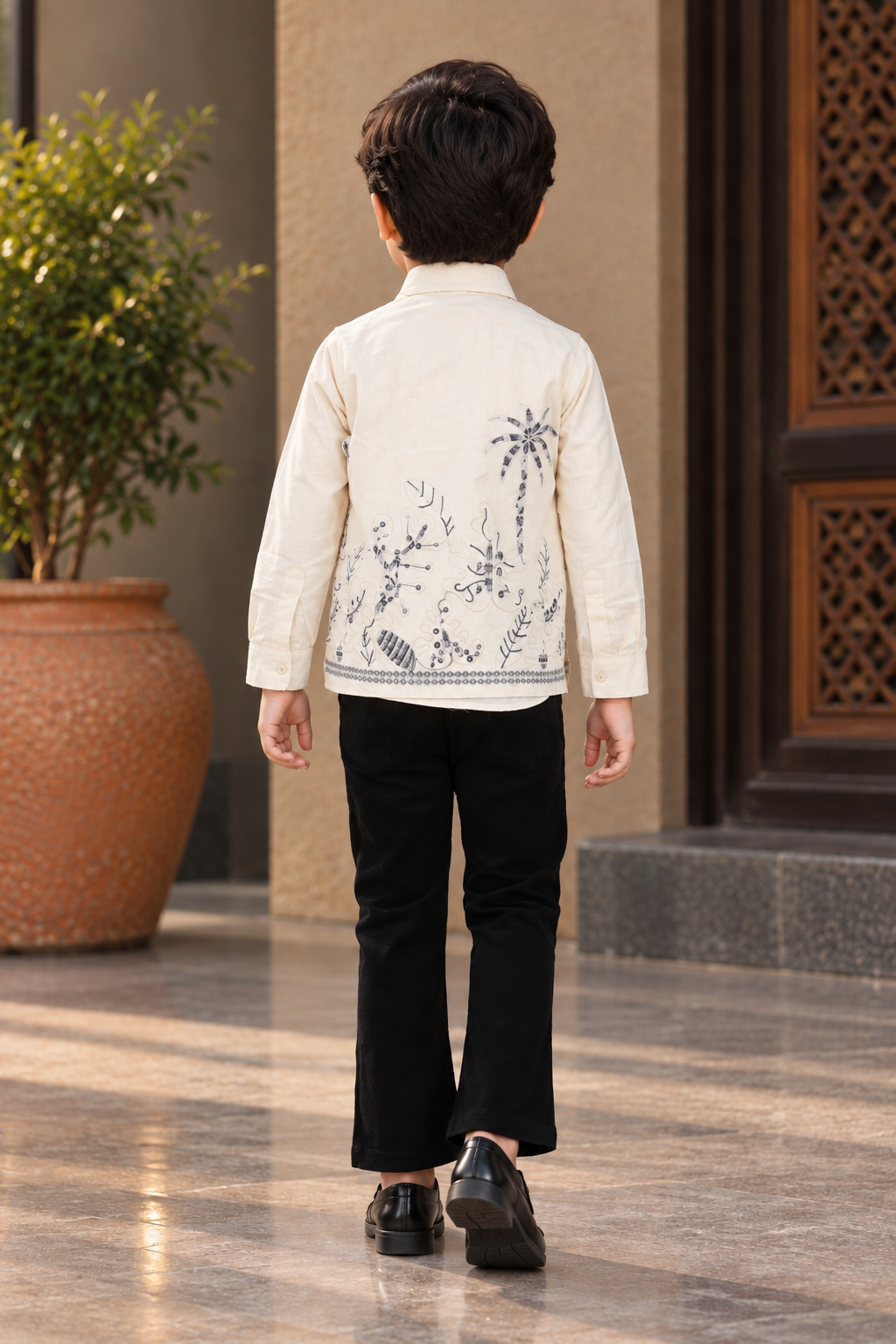 12041FL Imported Cotton Pant Suit for Boys – Premium Embroidered Party Wear Set 12041FL-266-FWN - Image 2