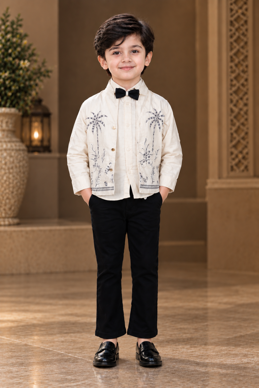 12041FL Imported Cotton Pant Suit for Boys – Premium Embroidered Party Wear Set 12041FL-266-FWN