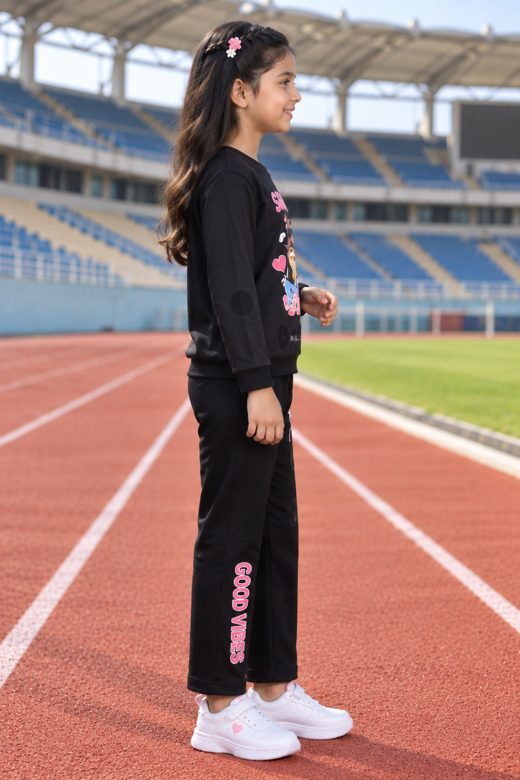 4343PR Girls’ Premium Hosiery Cotton Dream Big Graphic Co-Ord Set 4343PR-268-BLK - Image 2