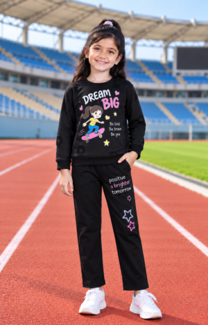 4343PR Girls’ Premium Hosiery Cotton Dream Big Graphic Co-Ord Set 4343PR-268-BLK