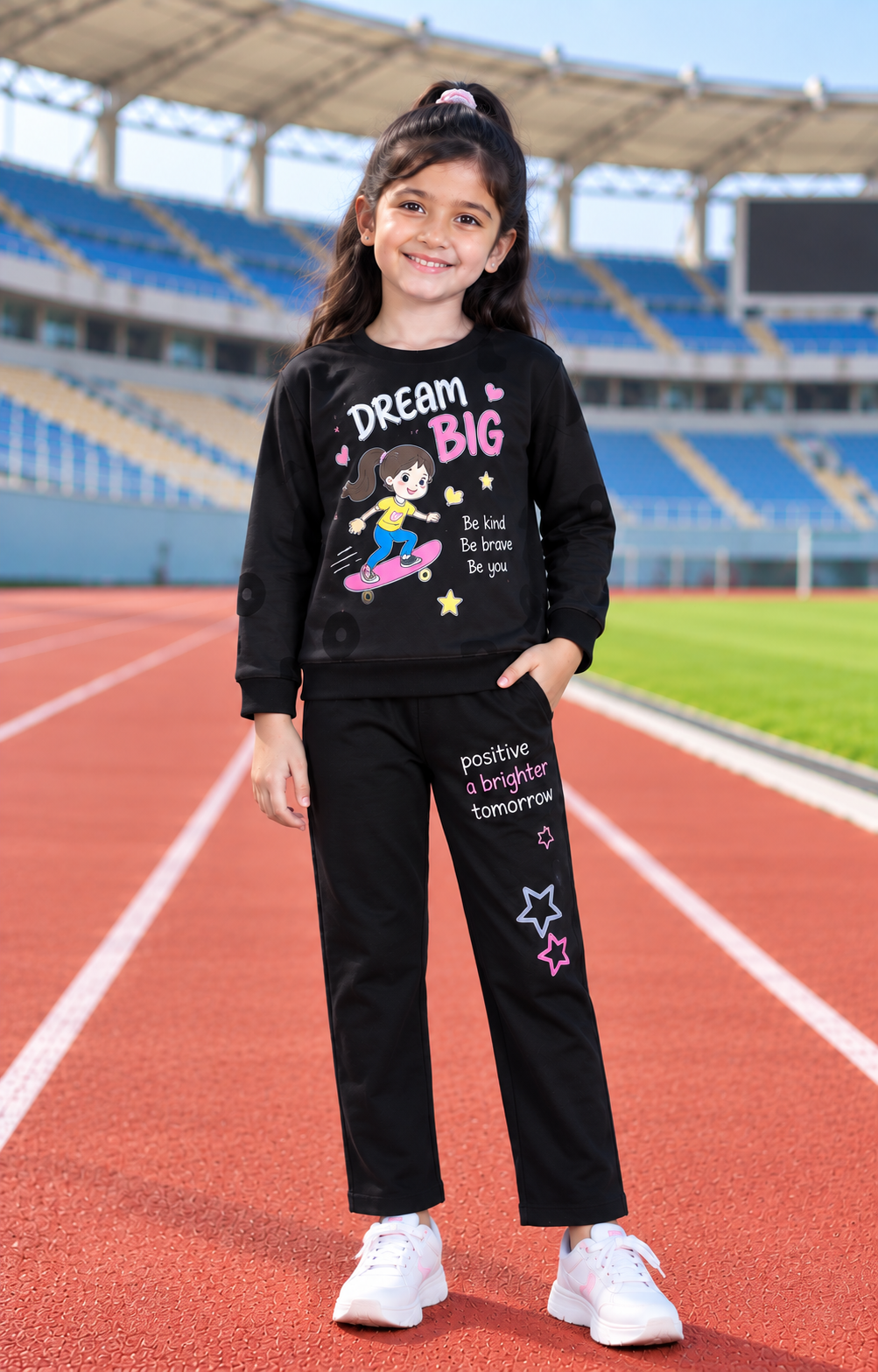 4343PR Girls’ Premium Hosiery Cotton Dream Big Graphic Co-Ord Set 4343PR-268-BLK