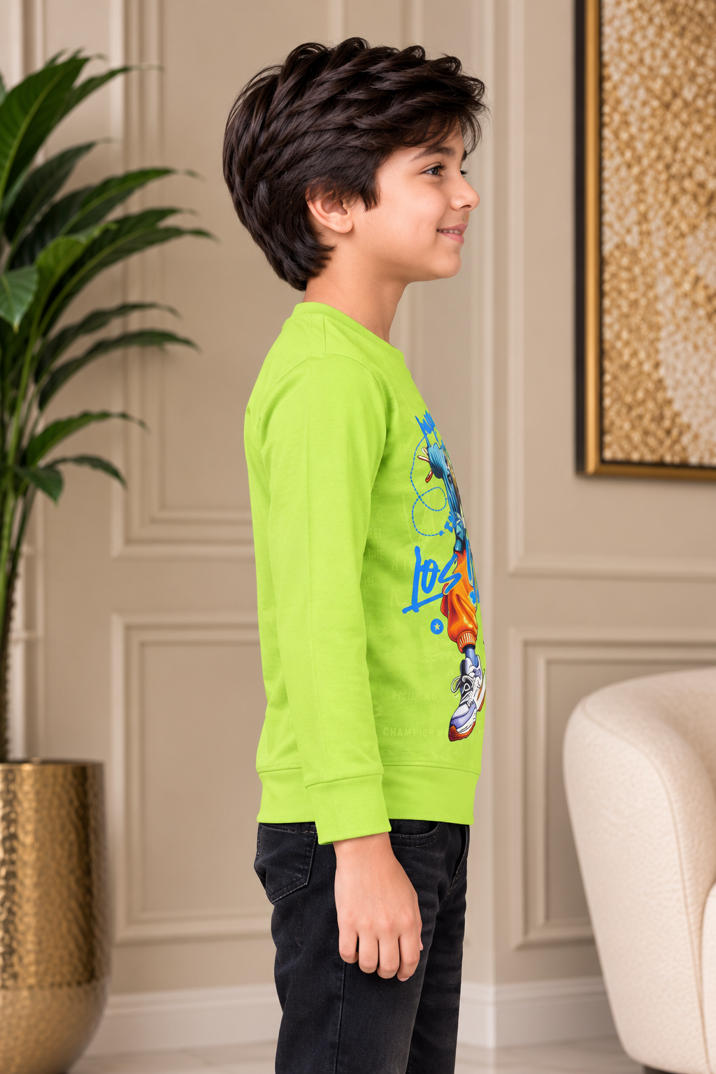 2072PT Boys Hosiery Cotton Graphic T-Shirt – Trendy & Comfortable Casual Wear 2072PT-183-P GRN - Image 4