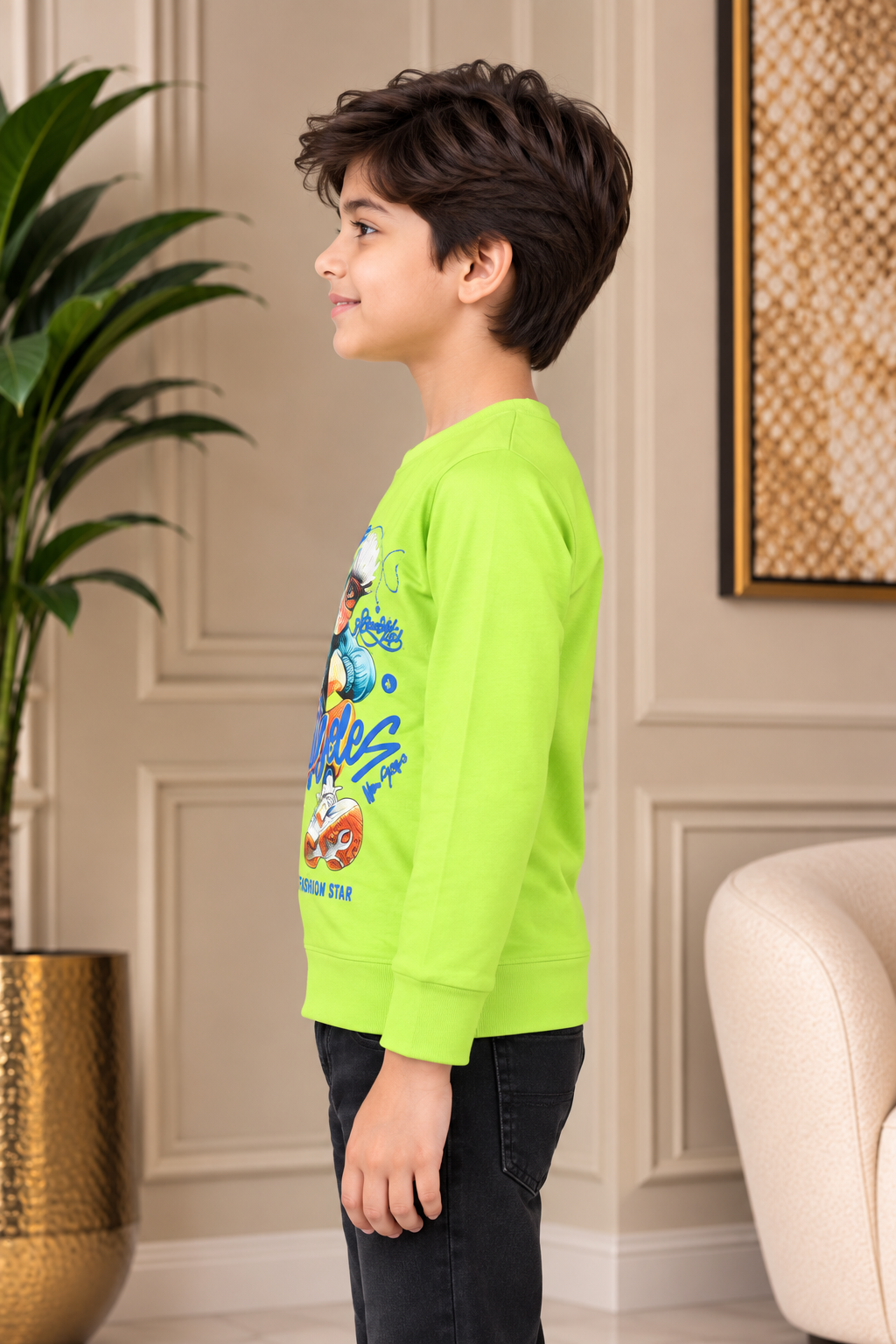2072PT Boys Hosiery Cotton Graphic T-Shirt – Trendy & Comfortable Casual Wear 2072PT-183-P GRN - Image 2