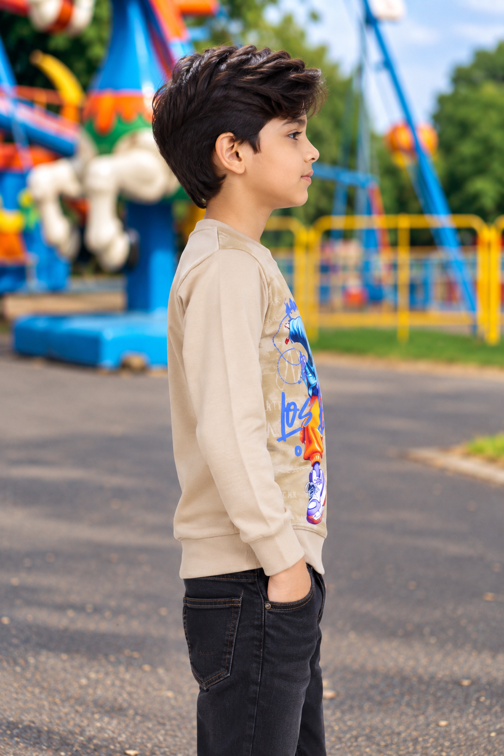 2072PT Premium Boys Graphic Hosiery Cotton T-Shirt – Stylish Full Sleeve Casual Wear 2072PT-183-FWN - Image 4