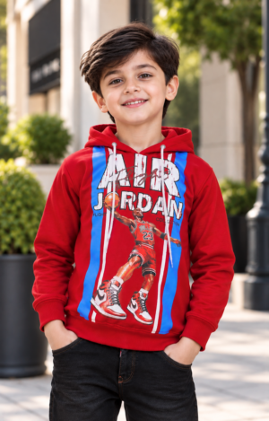 2073PT Premium Boys Graphic Hosiery Cotton Hoodie T-Shirt – Red Full Sleeve Casual Wear 2073PT-183-RED