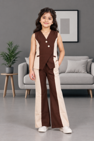6067PL Girls’ Premium Japanese Fabric Co-Ord Cord Set 6067PL-450-BWN