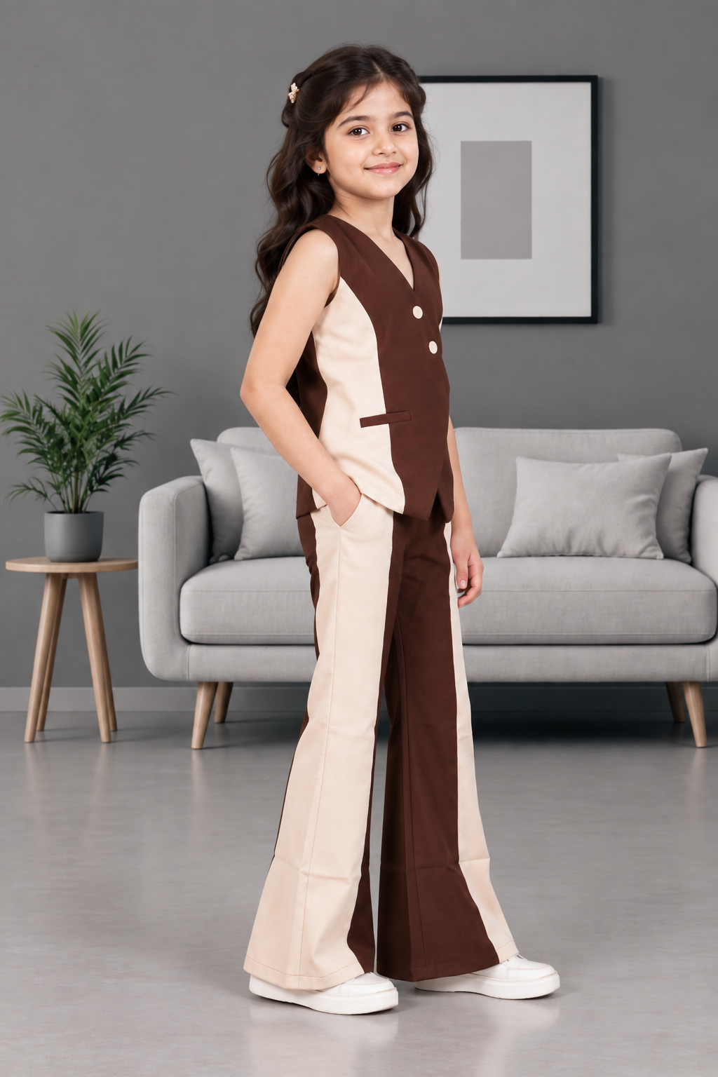6067PL Girls’ Premium Japanese Fabric Co-Ord Cord Set 6067PL-450-BWN - Image 4