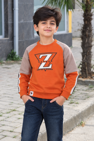 9002LT Boys Premium Hosiery Cotton Orange Graphic Full-Sleeve T-Shirt – Sporty Casual Wear 9002LT-27-ORG